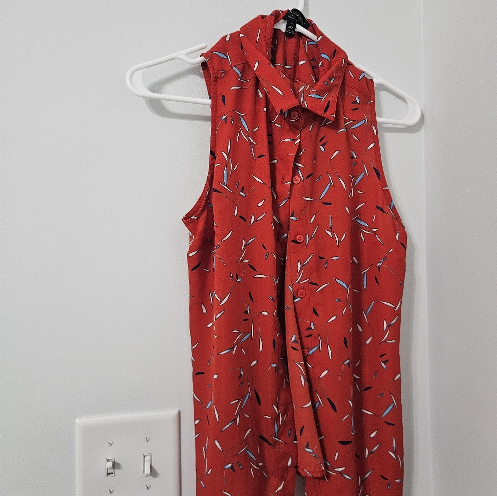 Banana Republic Red Tie Front Blouse